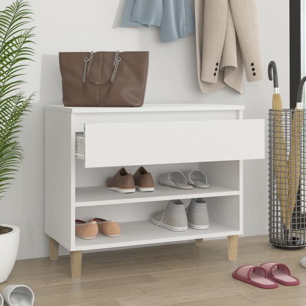vidaXL Armoire à chaussures Blanc 70x36x60 cm Bois d'ingénierie