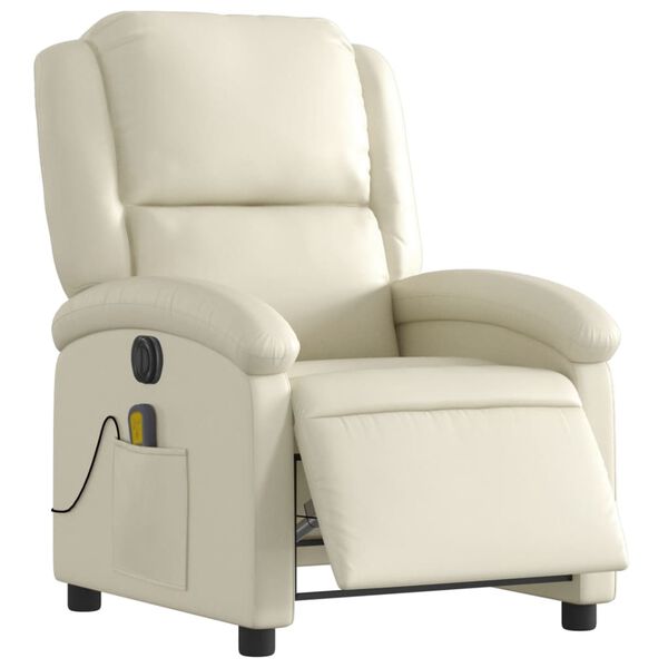 vidaXL Fauteuil de massage inclinable électrique crème similicuir