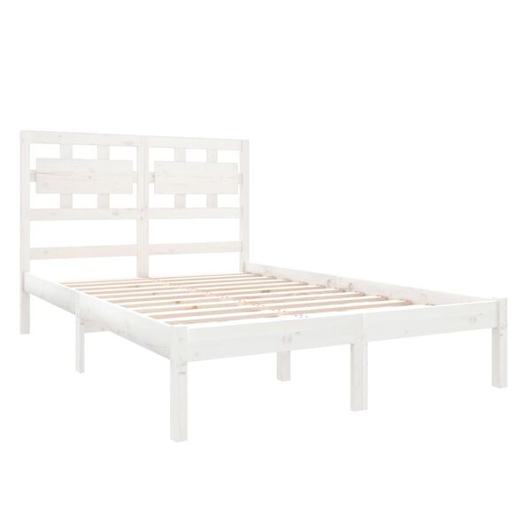 vidaXL Cadre de lit sans matelas blanc 135x190 cm bois massif