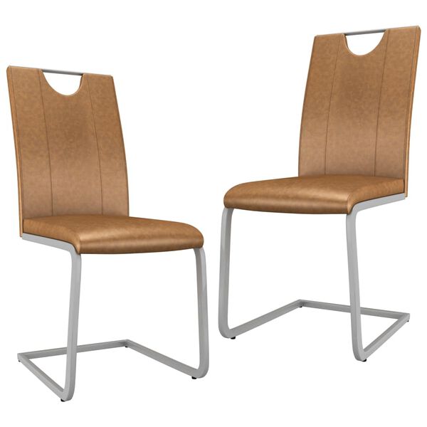 vidaXL Chaises &agrave; manger lot de 2 marron similicuir