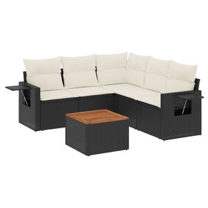 vidaXL Salon de jardin 6 pcs avec coussins noir r&eacute;sine tress&eacute;e