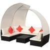 vidaXL Salon de jardin 9 pcs avec auvents R&eacute;sine tress&eacute;e Noir