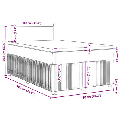 vidaXL Sommier à lattes de lit et matelas gris clair 120x190 cm tissu