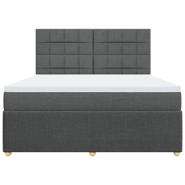 vidaXL Sommier &agrave; lattes de lit avec matelas Gris fonc&eacute; 180x200cm Tissu