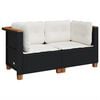 vidaXL Canap&eacute;s d'angle de jardin et coussins 2 pcs noir r&eacute;sine tress&eacute;e