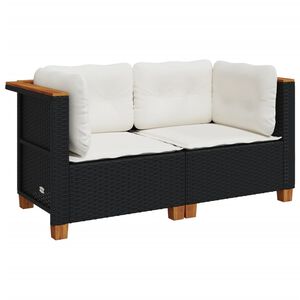 vidaXL Canap&eacute;s d'angle de jardin et coussins 2 pcs noir r&eacute;sine tress&eacute;e