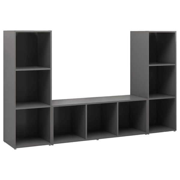 vidaXL Meubles TV 3 pcs Gris 107x35x37 cm Bois d'ingénierie