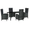 vidaXL Ensemble de salle &agrave; manger pour jardin 5 pcs Noir polyrotin