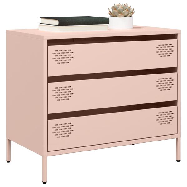 vidaXL Buffet rose 68x39x58,5 cm acier lamin&eacute; &agrave; froid