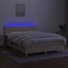 vidaXL Sommier &agrave; lattes de lit avec matelas LED Cr&egrave;me 140x200 cm Tissu