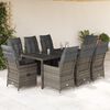 vidaXL Ensemble &agrave; manger de jardin 9 pcs coussins gris r&eacute;sine tress&eacute;e