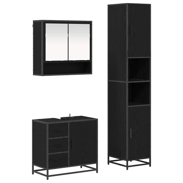 vidaXL Ensemble de mobilier de salle de bain 3 pcs Ch&ecirc;ne noir