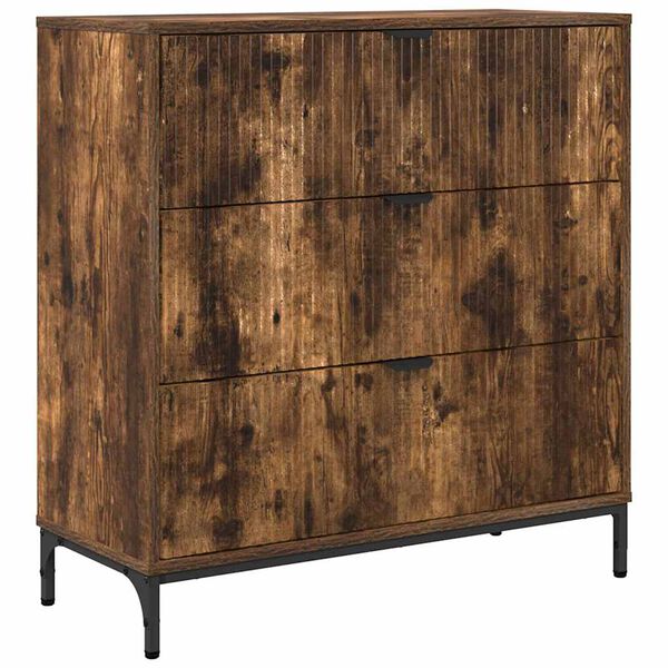 vidaXL Buffet Ch&ecirc;ne fum&eacute; 79,5 x 33 x 82 cm Bois d'ing&eacute;nierie