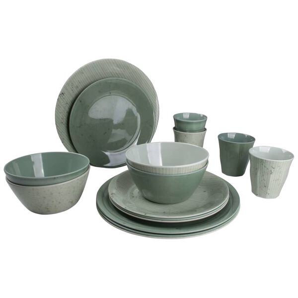 Bo-Camp Vaisselle 16 pcs Mix & Match M&eacute;lamine Vert