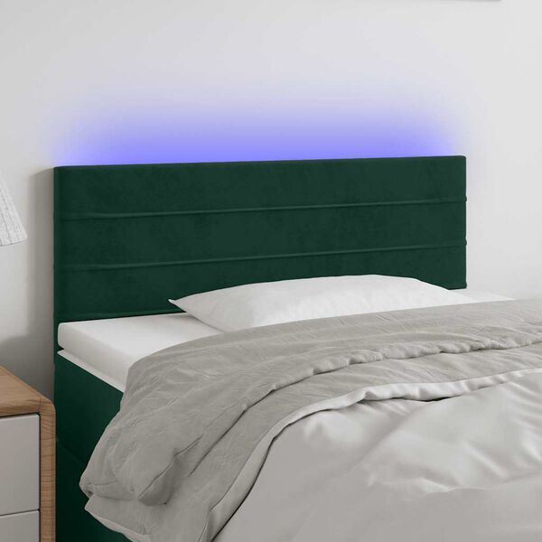 vidaXL T&ecirc;te de lit &agrave; LED Vert fonc&eacute; 80x5x78/88 cm Velours