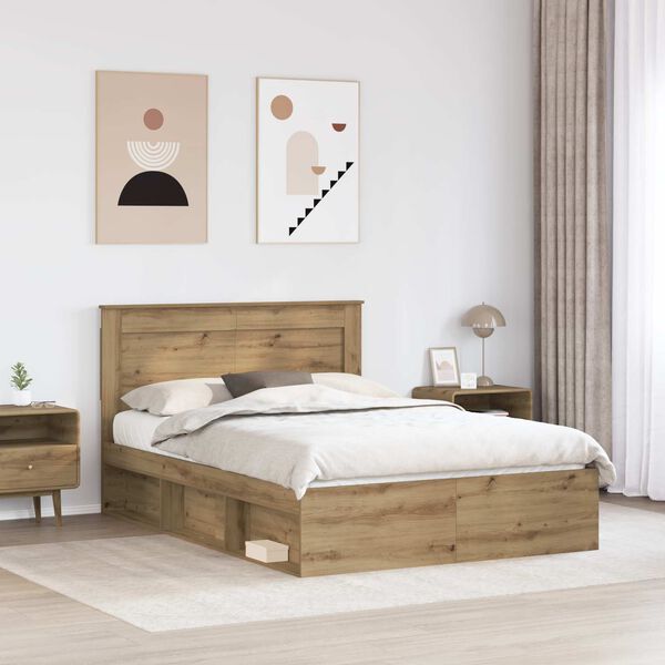 vidaXL Cadre de lit Ch&ecirc;ne artisan 140 x 200 cm Pin massif