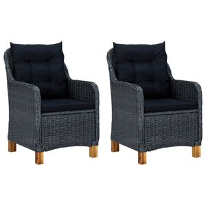 vidaXL Chaises de jardin avec coussins lot de 2 R&eacute;sine tress&eacute;e