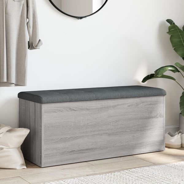 vidaXL Banc de rangement sonoma gris 102x42x45 cm bois d'ing&eacute;nierie