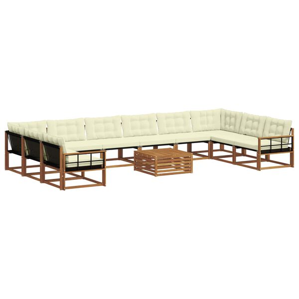 vidaXL Ensemble de canap&eacute;s d'ext&eacute;rieur 11 pcs Naturel et Cr&egrave;me