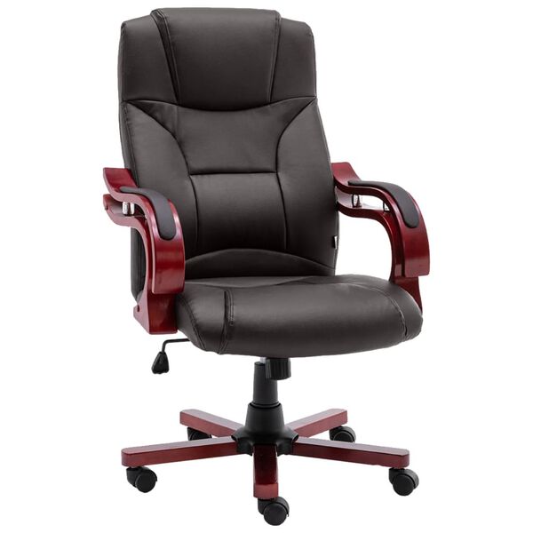 vidaXL Chaise de bureau Marron Cuir v&eacute;ritable
