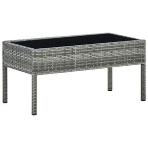 vidaXL Table de jardin Gris 75x40x37 cm R&eacute;sine tress&eacute;e