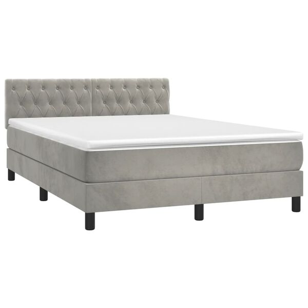 vidaXL Sommier &agrave; lattes de lit avec matelas LED Gris clair 140x200 cm