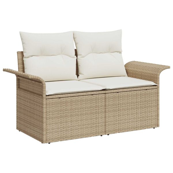 vidaXL Ensemble de canap&eacute; de jardin 9 pcs Beige Poly rotin