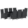 vidaXL Ensemble de salle &agrave; manger pour jardin 9 pc Noir polyrotin