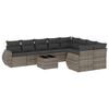 vidaXL Salon de jardin avec coussins 10 pcs gris r&eacute;sine tress&eacute;e