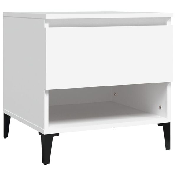 vidaXL Table d'appoint Blanc 50x46x50 cm Bois d&rsquo;ing&eacute;nierie