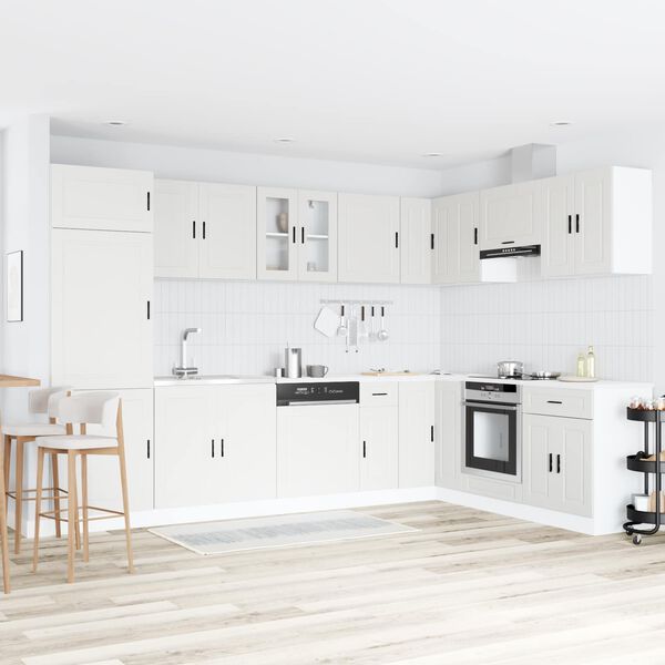 vidaXL Meuble sous &eacute;vier Porto 2 pcs Blanc Bois d'ing&eacute;nierie