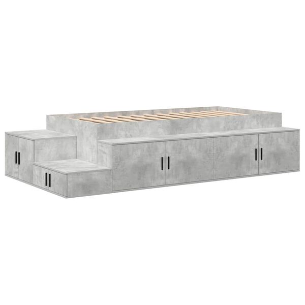 vidaXL Cadre de lit avec rangement Gris b&eacute;ton 80 cm Bois d'ing&eacute;nierie