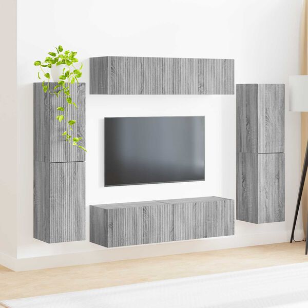 vidaXL Ensemble meuble TV 8 pcs Gris Sonoma Bois d'ing&eacute;nierie