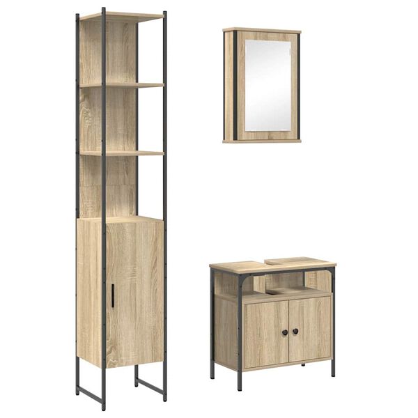 vidaXL Ensemble de mobilier de salle de bain 3 pcs Ch&ecirc;ne Sonoma