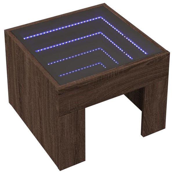 vidaXL Table basse avec LED infini chêne marron 40x40x30 cm