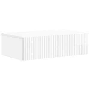 vidaXL Table d'appoint murale Blanc brillant 59 x 34,5 x 17 cm