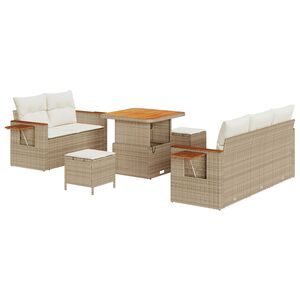 vidaXL Ensemble de canap&eacute; de jardin 10 pcs Beige et cr&egrave;me polyrotin