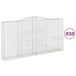 vidaXL Paniers &agrave; gabions arqu&eacute;s 10 pcs 400x50x200/220 cm Fer galvanis&eacute;