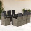 vidaXL Ensemble &agrave; manger de jardin 9 pcs coussins gris r&eacute;sine tress&eacute;e
