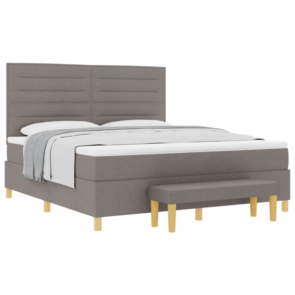 vidaXL Lit &agrave; ressorts avec matelas Taupe 180 x 200 cm tissu