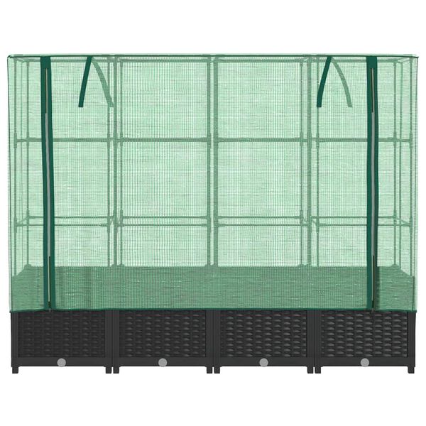 vidaXL Lit sur&eacute;lev&eacute; avec housse de serre aspect rotin 160 x 40 x 138 cm