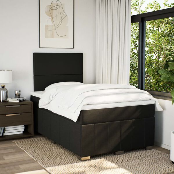 vidaXL Sommier &agrave; lattes de lit avec matelas Noir 120x200 cm Tissu