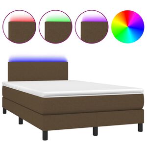 vidaXL Sommier &agrave; lattes de lit matelas et LED Marron fonc&eacute; 120x200 cm