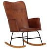 vidaXL Chaise &agrave; bascule Marron Cuir v&eacute;ritable