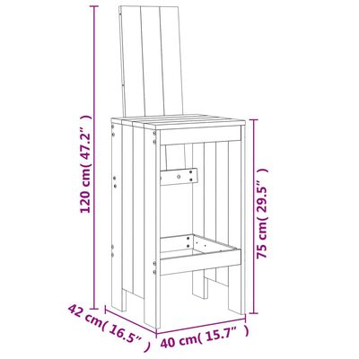 vidaXL Tabourets de bar lot de 2 40x42x120 cm bois massif de pin