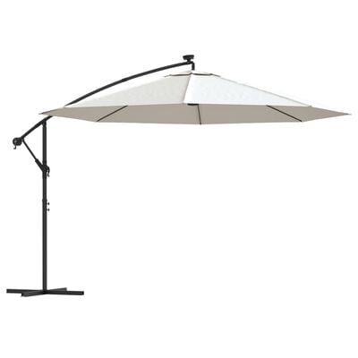 vidaXL Parasol de jardin en porte-à-feux et lumières LED mât en métal