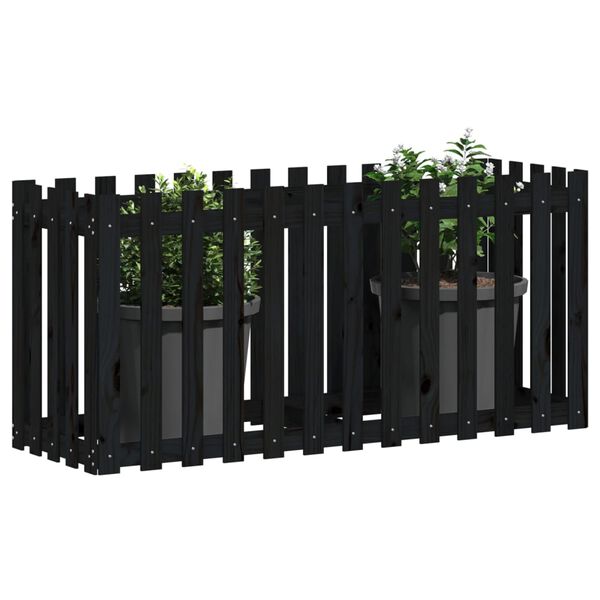 vidaXL Lit sur&eacute;lev&eacute; de jardin design de cl&ocirc;ture 150x50x70cm pin massif