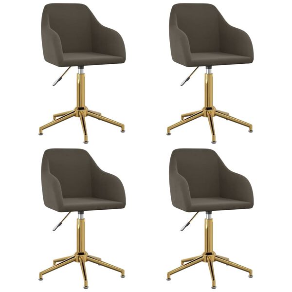 vidaXL Chaises pivotantes &agrave; manger lot de 4 gris fonc&eacute; velours