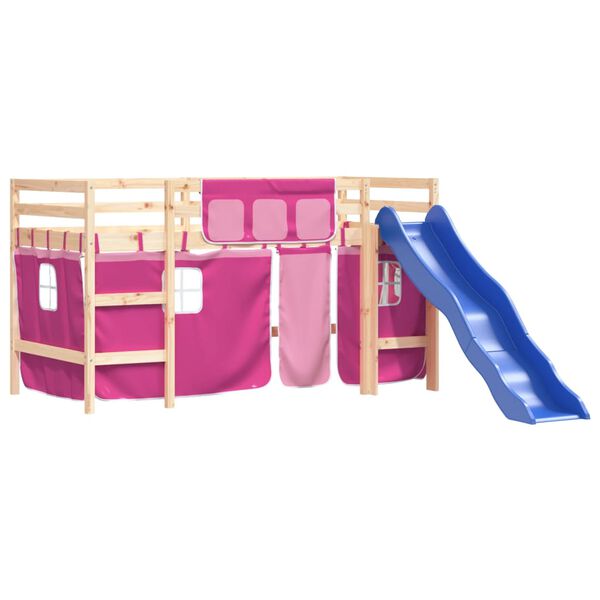 vidaXL Lit mezzanine enfants avec rideaux sans matelas rose 80x200cm