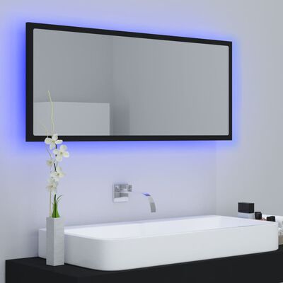 vidaXL Miroir à LED de salle de bain Noir 100x8,5x37 cm Acrylique